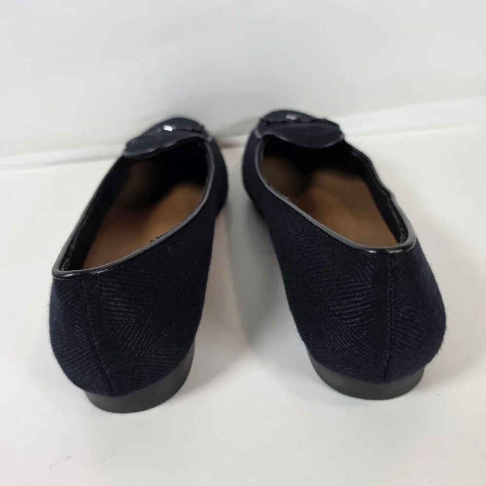 Nautica Kelline Navy Black Herringbone Bow Loafers Flats Womens 9